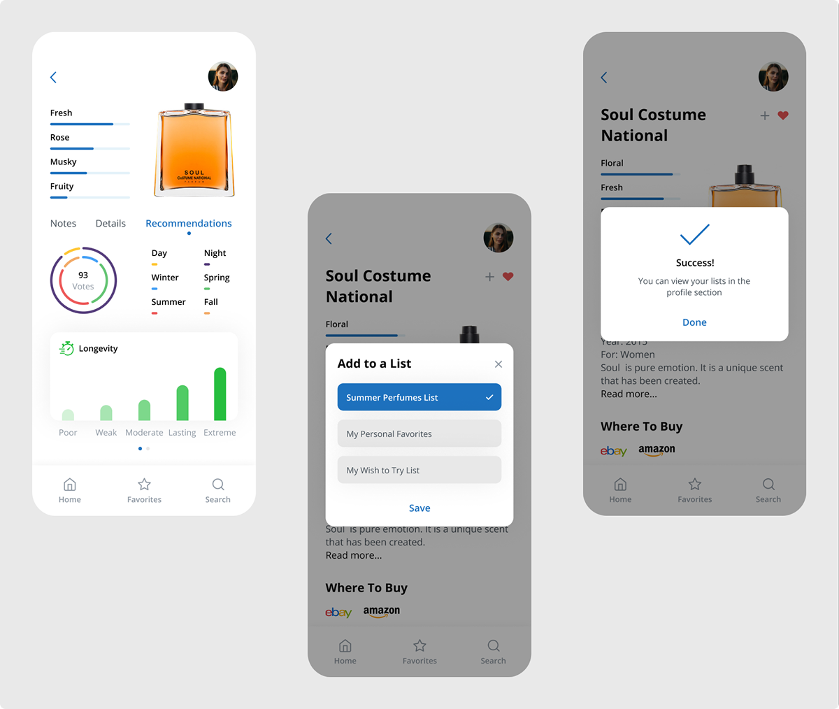 perfumy app design