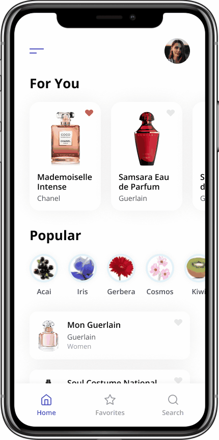 perfumy app design