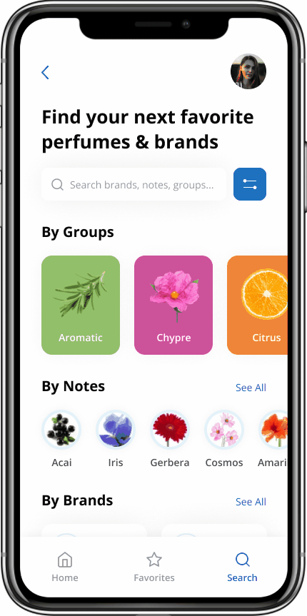 perfumy app design